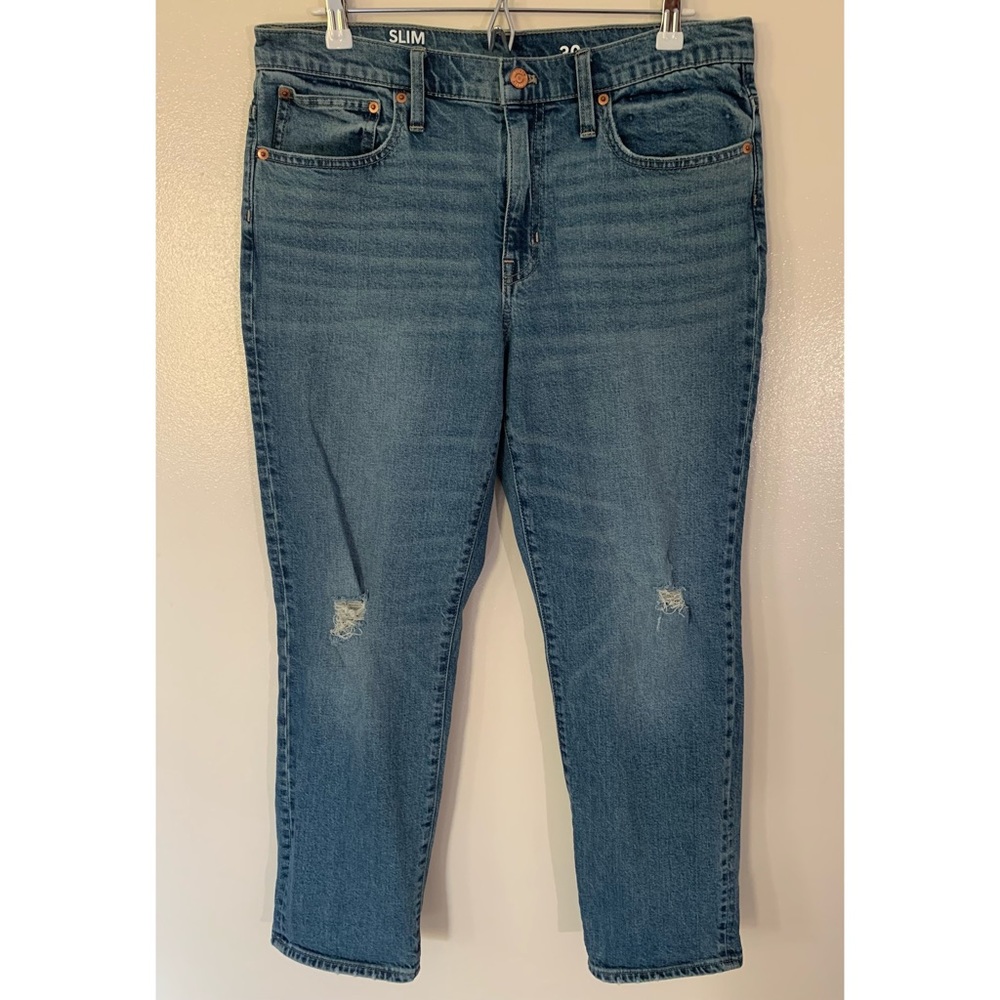 J. Crew • 30 • High Rise Slim Boyfriend Medium Wash Denim Jeans